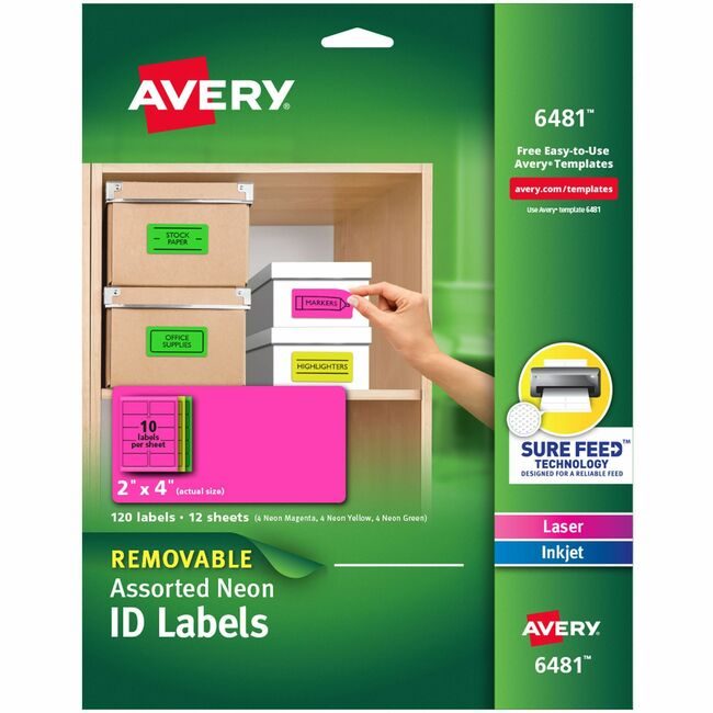 Avery Products Corporation Label Neon Remvable 2X4 Assorted AVE6481