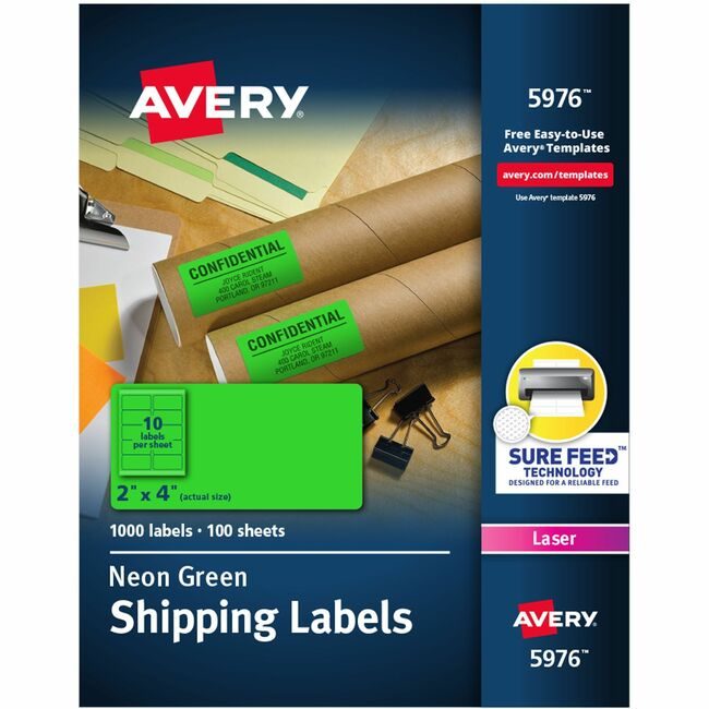 Avery Products Corporation Label Shipping Neon 2X4 Green AVE5976
