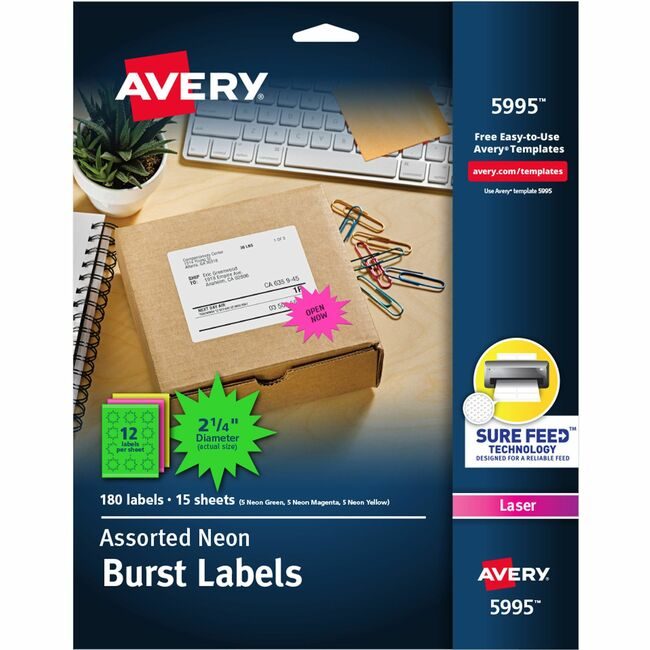 Avery Products Corporation Label Neon Perm 2.25" Assorted AVE5995