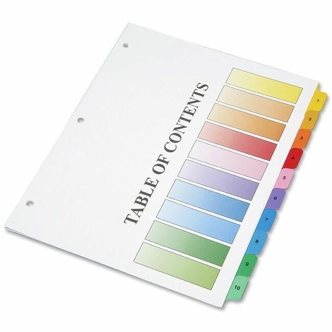 Varies / verify SKU SKU-LEVEL VERIFICATION REQUIRED Index Tabbed Mltclr 1-10 NSN3683489