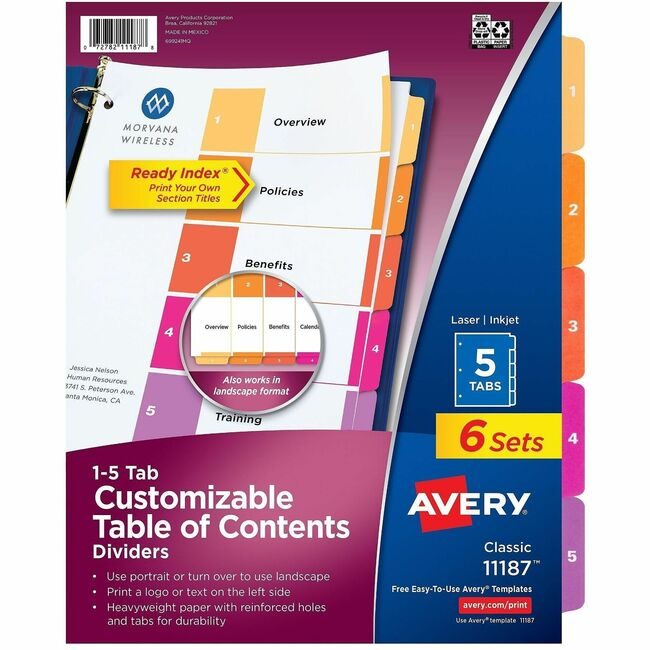 Avery Products Corporation Dividers Index Ready 1-5 AVE11187