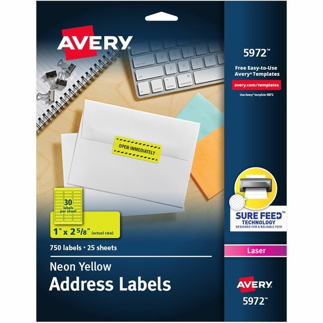 Avery Products Corporation Label Neon Perm 1X2.5 Yellow AVE5972