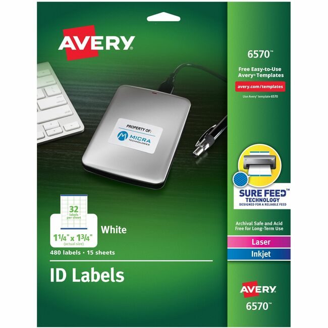 Avery Products Corporation Label Id 1.25X1.7 480 White AVE6570