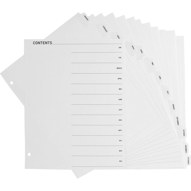 Business Source Dividers Index Toc Jan-Dec BSN05856