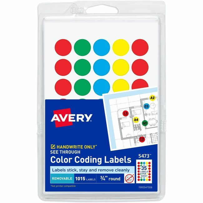 Avery Products Corporation Label Dots See-Thru 3/4"DIA AVE05473