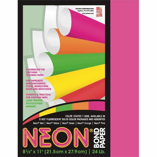 Pacon Corporation Paper Bond Neon 24# Letter Pnk PAC104319