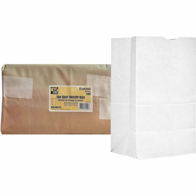AJM Packaging Corporation BAG PAPER 20# SQUAT WHITE AJMWB20NP5CES