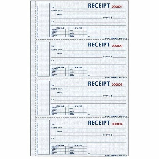 Dominion Blueline, Inc. Schneider Vizz Book Receipt 3PT 4 PER PAGE REDS1657N-CL