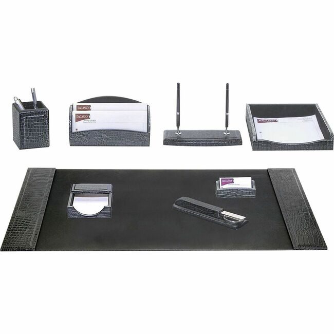 Dacasso Dsk St Lthr Crocemb Black 7PC DACD2212