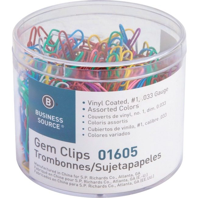 Business Source Clips Paper Vinyl #1 Assorted BSN01605