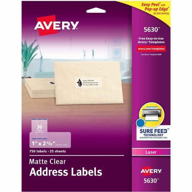 Avery Products Corporation Label Ezpeel Laser 1X2.6 Clear AVE5630