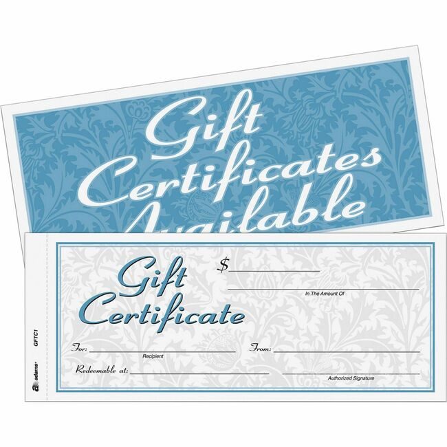 Adams Business Forms Form Gift Cert 25 Pack ABFGFTC1