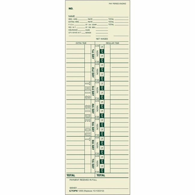 TOPS Products Card Time Weekly 1SIDED #150 TOP1255