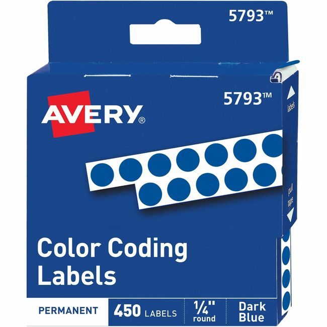 Avery Products Corporation Label Round 1/4" Dkbe 450 Count AVE05793