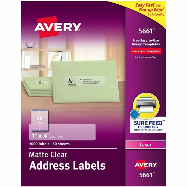 Avery Products Corporation Label Ezpeel Laser 1X4 Clear AVE5661