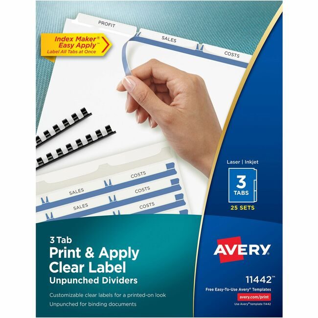 Avery Products Corporation Dividers Unpnchd 3TAB White AVE11442