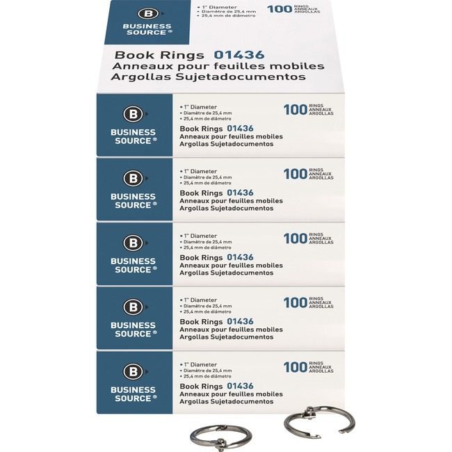 Business Source Ring Book 1" Nickel 100PC BSN01436BD