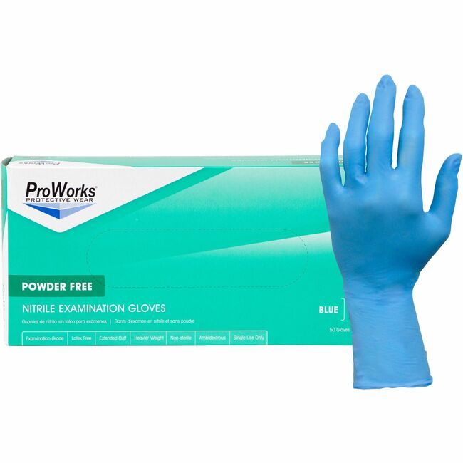Hospeco Brands Group Glove Nit Extcuff Blu Medium HOSN108EPFMED