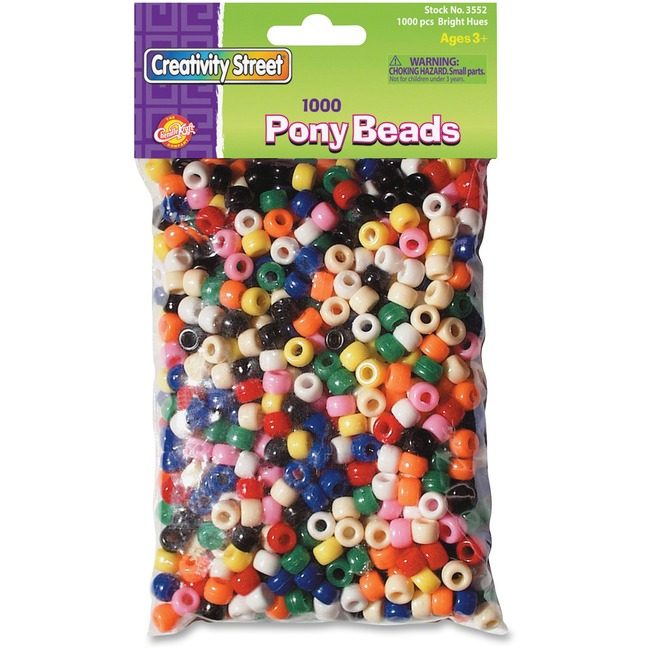 Pacon Corporation Beads Pony Brite 1000PC Assorted PAC3552