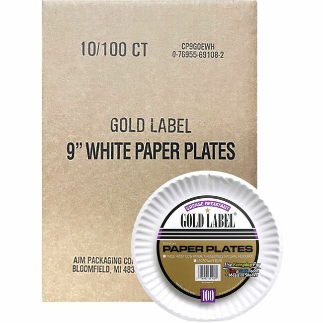 AJM Packaging Corporation Plate Paper Coated 9" We AJMCP9GOEWHCT