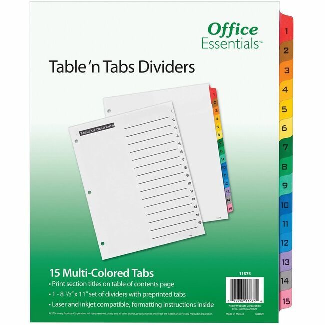 Avery Products Corporation Index Tbl Ntab 15TAB Mi AVE11675