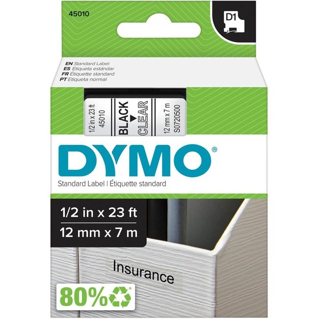Newell Brands DYMO Cartridge Tape 1/2" Bk/Cl DYM45010