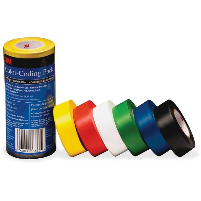 3M Company Tape Vinyl G-Purp Assorted 6 Pack MMM7641226PK