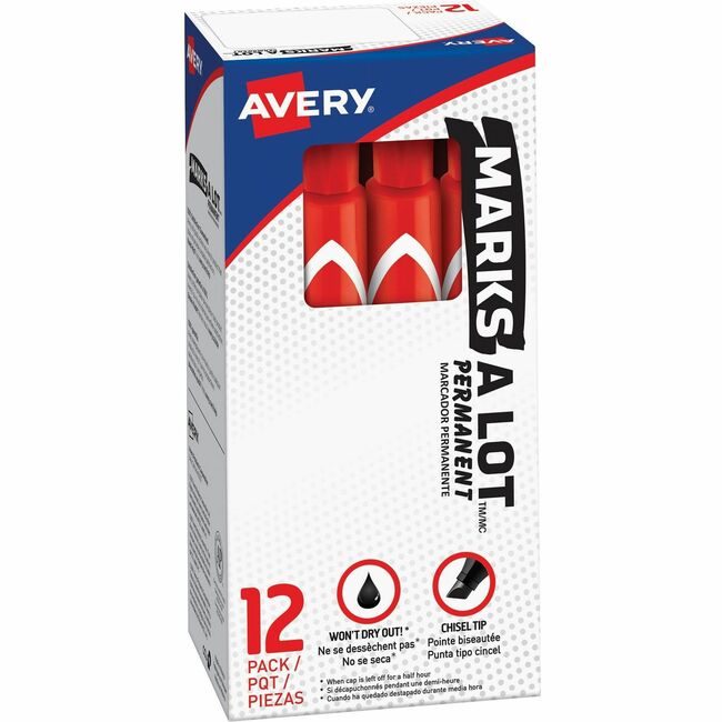 Avery Products Corporation Marker Perm Large Chisel Red AVE08-887