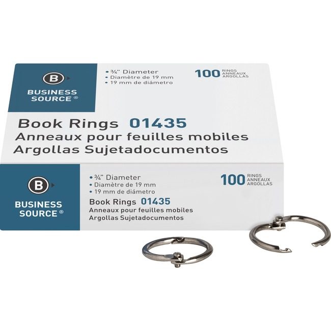 Business Source Ring Book 3/4" Nickel 100PC BSN01435