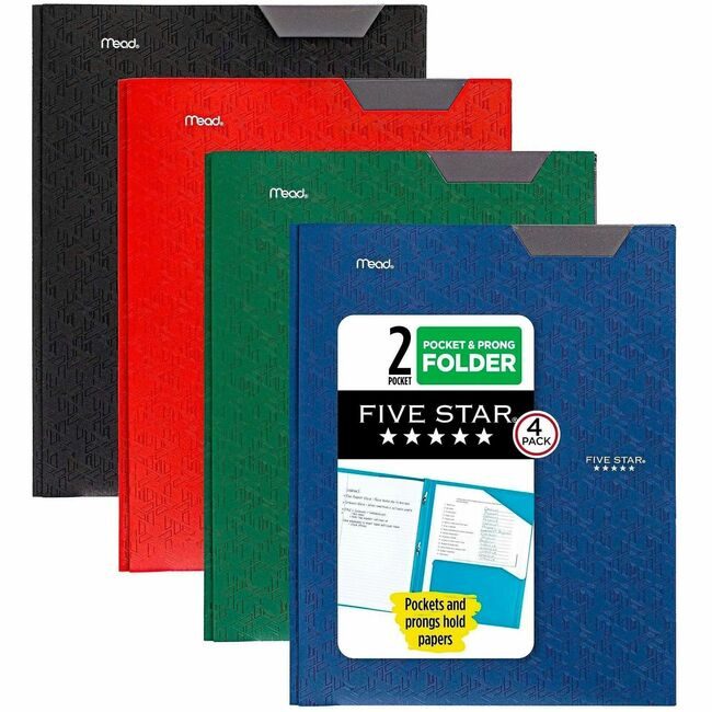 ACCO Brands Mead / Five Star Folder Stay-Put 4 Pack Assorted MEA38048