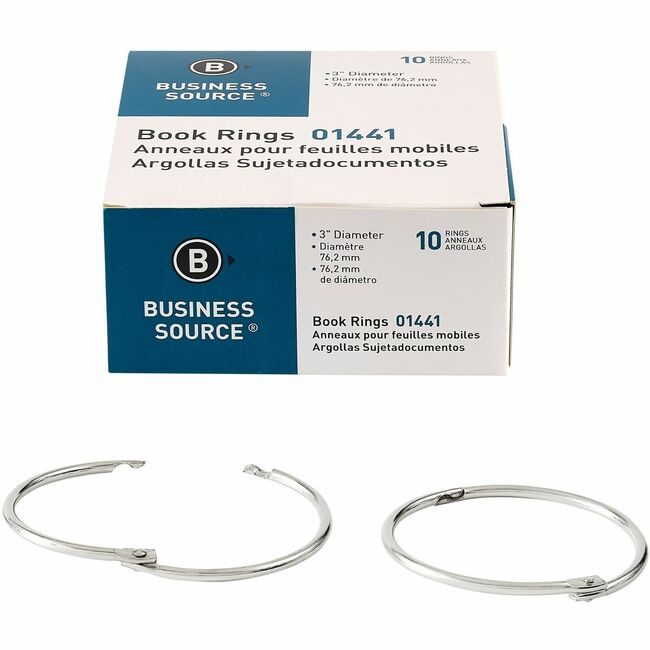 Business Source Ring Book 3" Nickel 10PC BSN01441