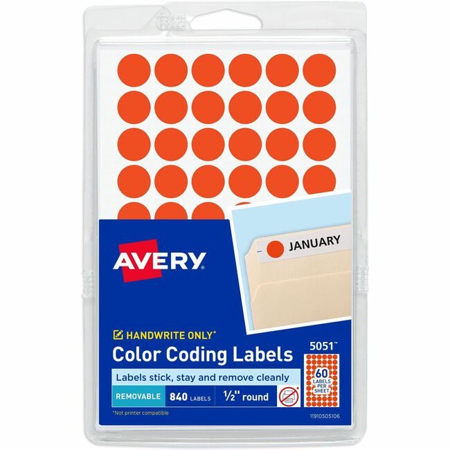 Avery Products Corporation Label Remv 1/2"DIA Rdgl 840 AVE05051