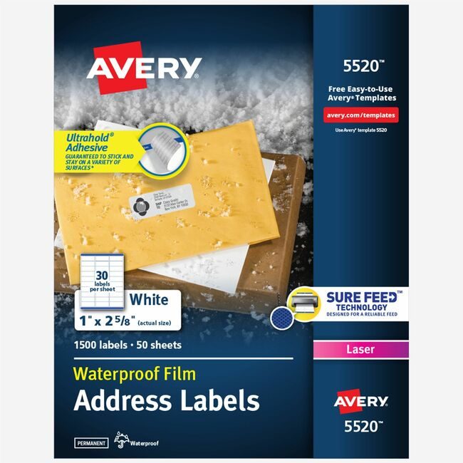Avery Products Corporation Label Wthrprf Address 1X2.5 AVE5520