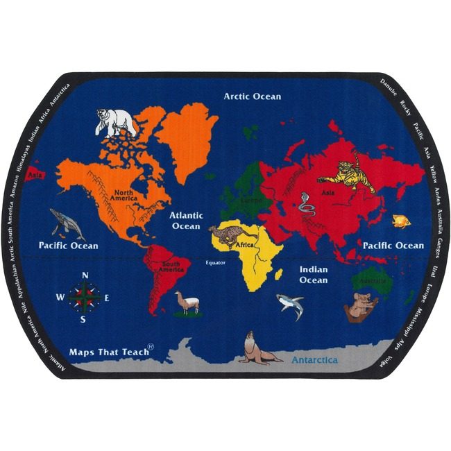 Flagship Carpets Rug World Map 6X9 FCIFE122-34A