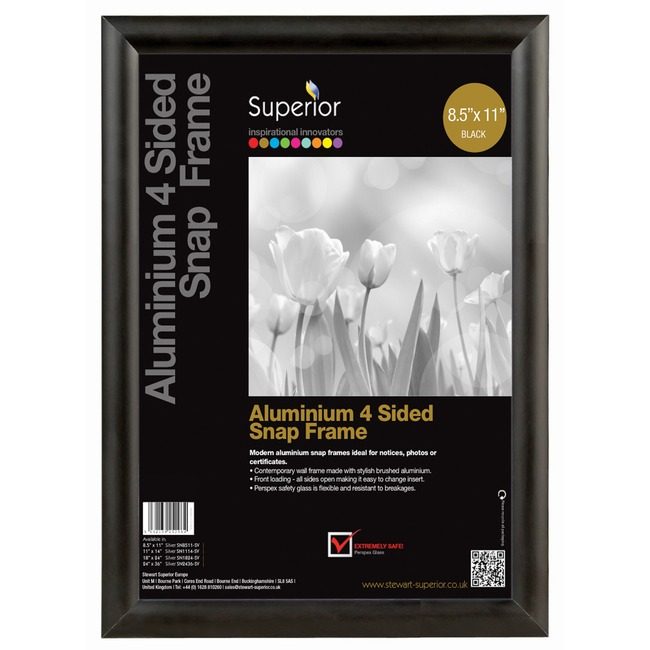 Stewart Superior Seco Snapframe Almnm 8.5X11 Black SSCSN8511BLACK