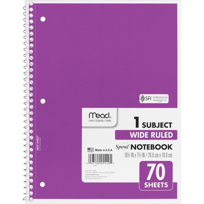 ACCO Brands Mead / Five Star Notebook Wire Wide 1SUB 70 MEA05510