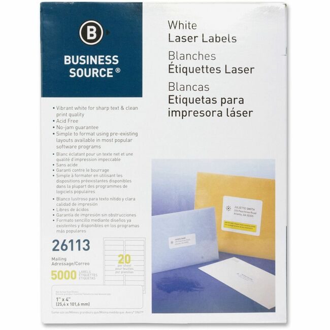 Business Source Label Ij/Lsr 1X4 We 5000 BSN26113
