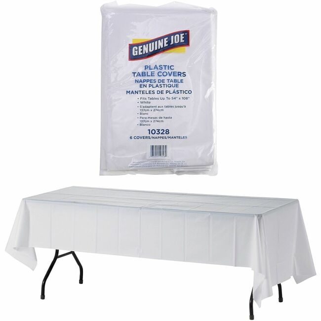 Genuine Joe Tablecovr Plastic 54X108 We GJO10328