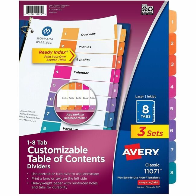 Avery Products Corporation Paper Divider 8TAB AVE11071