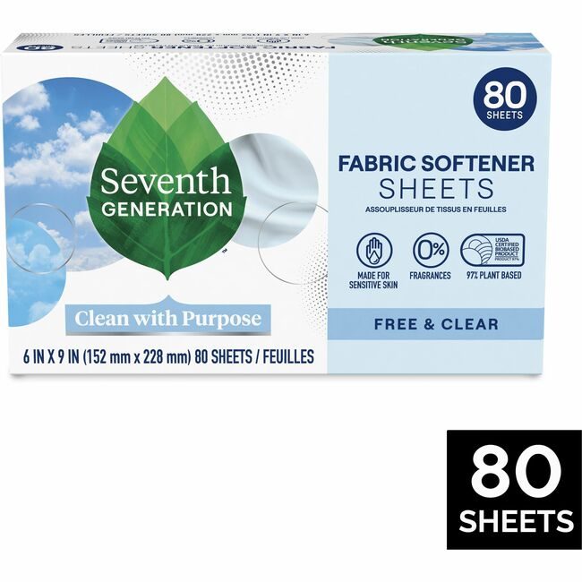 Seventh Generation Dryer Sheet No Scent White SEV44930