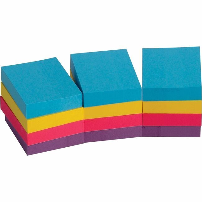 Business Source Notes Adhesive 1.5X2 12 Pack Xtrm BSN16498
