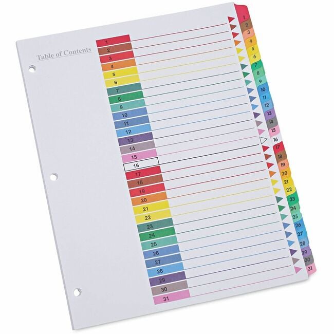 Universal Office Products Index Letter 1-31 Col We UNV24814