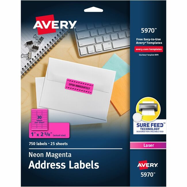 Avery Products Corporation Label Neon Perm 1X2.5 Mgnta AVE5970