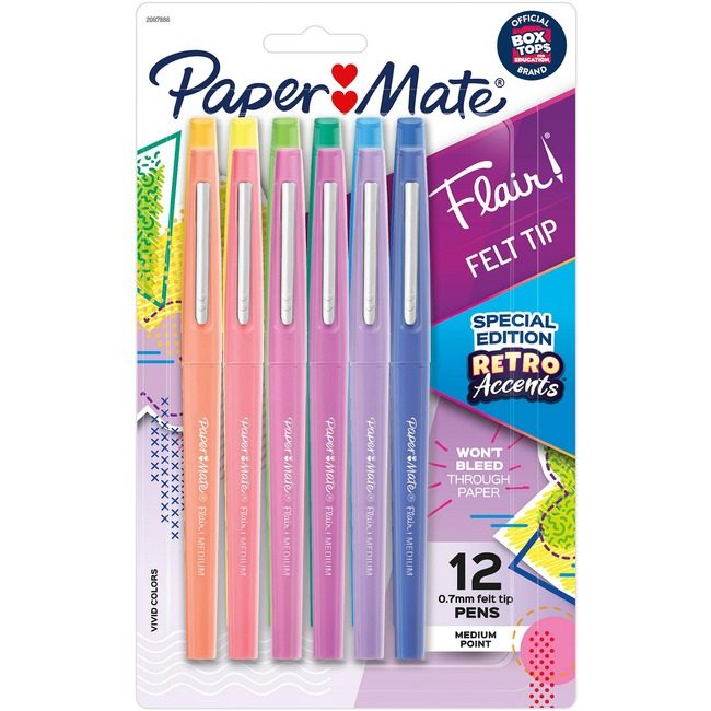 Newell Brands Paper Mate Pen Flair Medium Rtr Astd 12 Pack PAP2097886