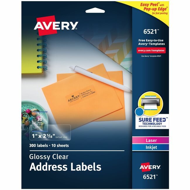 Avery Products Corporation Label Add 30UP 300 Pack Gclr AVE6521
