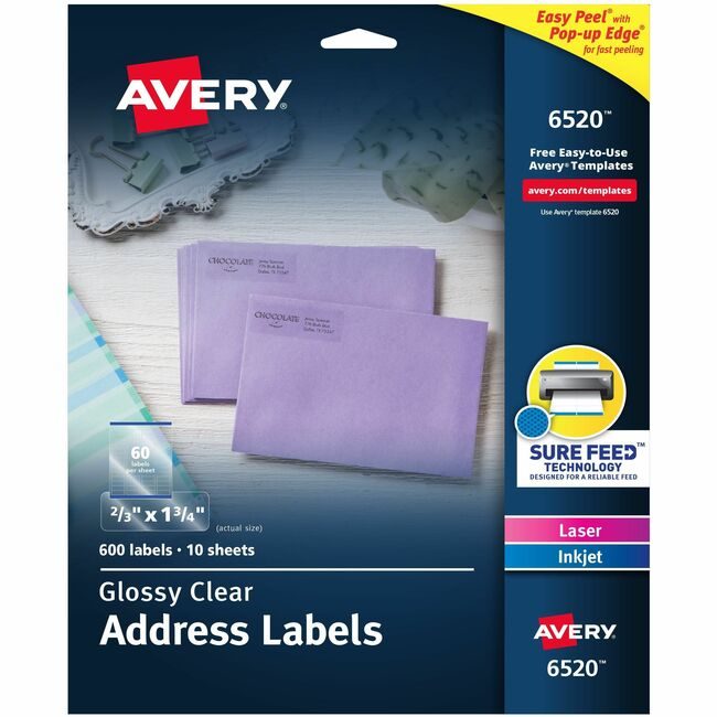 Avery Products Corporation Label Rtadd 80UP 600 Pack Gclr AVE6520
