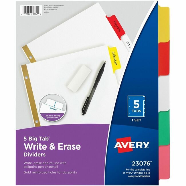 Avery Products Corporation Dividers Write-On Ersbl 5TB AVE23-076