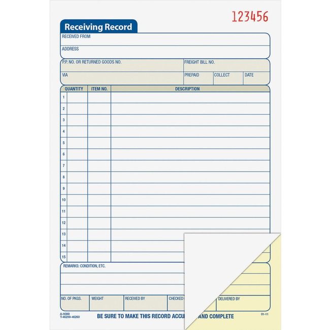 Adams Business Forms Book Carbnless Receiving ABFDC5089