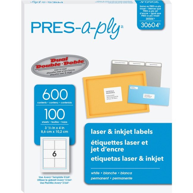 Avery Products Corporation Label Lsr/Inkjet 4X3-1/3 We AVE30604