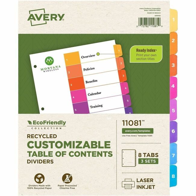 Avery Products Corporation Dividers 8TABS 3 SETS AVE11081